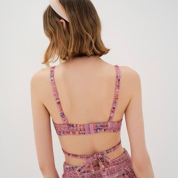 NWT For Love & Lemons Dionne Bra Top Bohemian Vibes Sz M & L Dusty Rose Multi - Picture 3 of 17